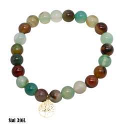 Bransoletka Stal 316L mix agat - MF32812-C