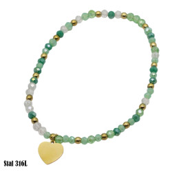 Bransoletka Stal 316L - mix zieleń - serce - MF37338-P3