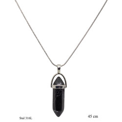 Naszyjnik Xuping Stal 316L [ Howlit Czarny ] - MF3660089-2