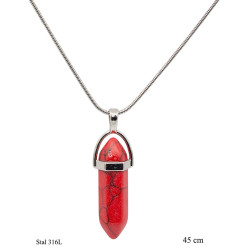 Naszyjnik Xuping Stal 316L [ Howlit Czerwony ] - MF3660089-6