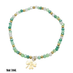 Bransoletka Merebilo Stal 316L [koniczynka z dżetem] - MF37338-A