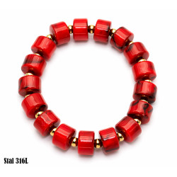 Bransoletka Stal 316L [imitacja korala tworzywo] - MF41796-B