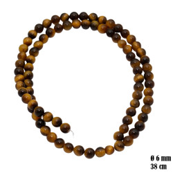 Sznurek Jasne Oko Tygrysa 6 mm Kamień - MF42468