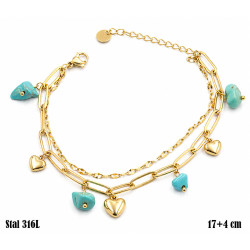 Bransoletka Stal 316L 14k [turkus] - MF42345-2