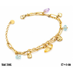 Bransoletka Stal 316L 14k [mix kamień] - MF42345-1