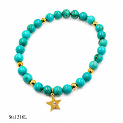 Bransoletka Merebilo Stal 316L [ turkus 6 mm ] - MF41827A