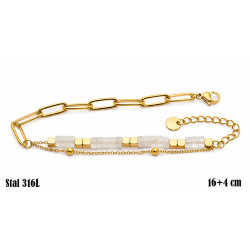 Bransoletka Stal 316L 14k [kryształ górski] - MF42332-4