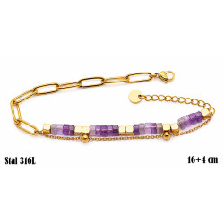 Bransoletka Stal 316L 14k [ametyst] - MF42332-3