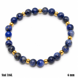 Bransoletka Stal 316L [lapis lazuli 6 mm] - MF42471-A