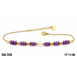 Bransoletka Stal 316L 14k [Ametyst] - MF42331-3