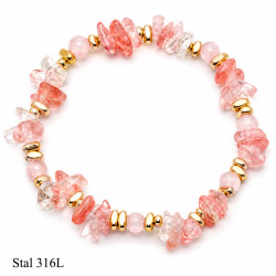Bransoletka Merebilo Stal 316L [ kwarc różowy ] - MF42498-2