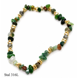 Bransoletka Merebilo Stal 316L [ Mix Agat zielony ] - MF42498-8