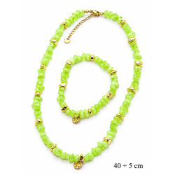 Naszyjnik + Bransoletka Stal 316L [ jadeit + tworzywo ] - MF42319-3