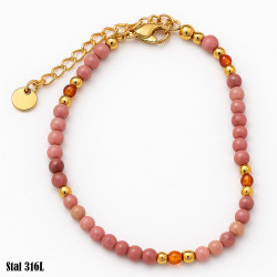 Bransoletka Stal 316L [Kamień naturalny Rodonit] - MF42488-6