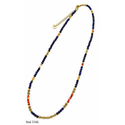 Naszyjnik Stal 316L [ lapis lazurii ] - MF42489-5