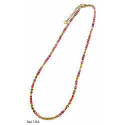 Naszyjnik Stal 316L [ rodonit ] - MF42489-6