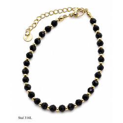Bransoletka Stal 316L [ czarny turmalin ] - MF42492