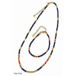 Bransoletka + Naszyjnik Stal 316L [ lapis lazurii ] - MF4248889-5