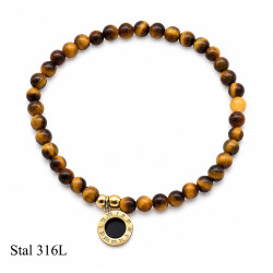 Bransoletka Merebilo Stal 316L [ oko tygrysa 4 mm ] - MF42469A