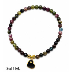 Bransoletka Merebilo Stal 316L [ turmalin 4 mm ] - MF42463B
