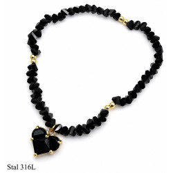 Bransoletka Stal 316L [ czarny kryształ ] - MF4232B