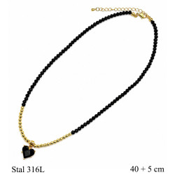 Naszyjnik Stal 316L [ czarny kryształ ] - MF42449C