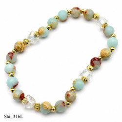 Bransoletka Stal 316L [ amazonit 6 mm ] - MF42573-1