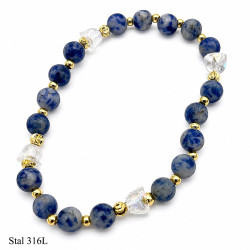 Bransoletka Stal 316L [ Sodalit jasny 6 mm ] - MF42573-3