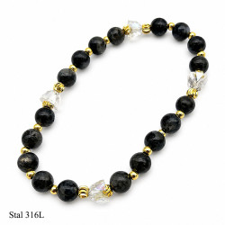 Bransoletka Stal 316L [ Agat szary 6 mm ] - MF42573-4